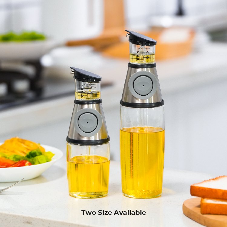 kitchen empty cooking Measured dispenser glass bottle for olive oil and vinegar pump measuring oil container