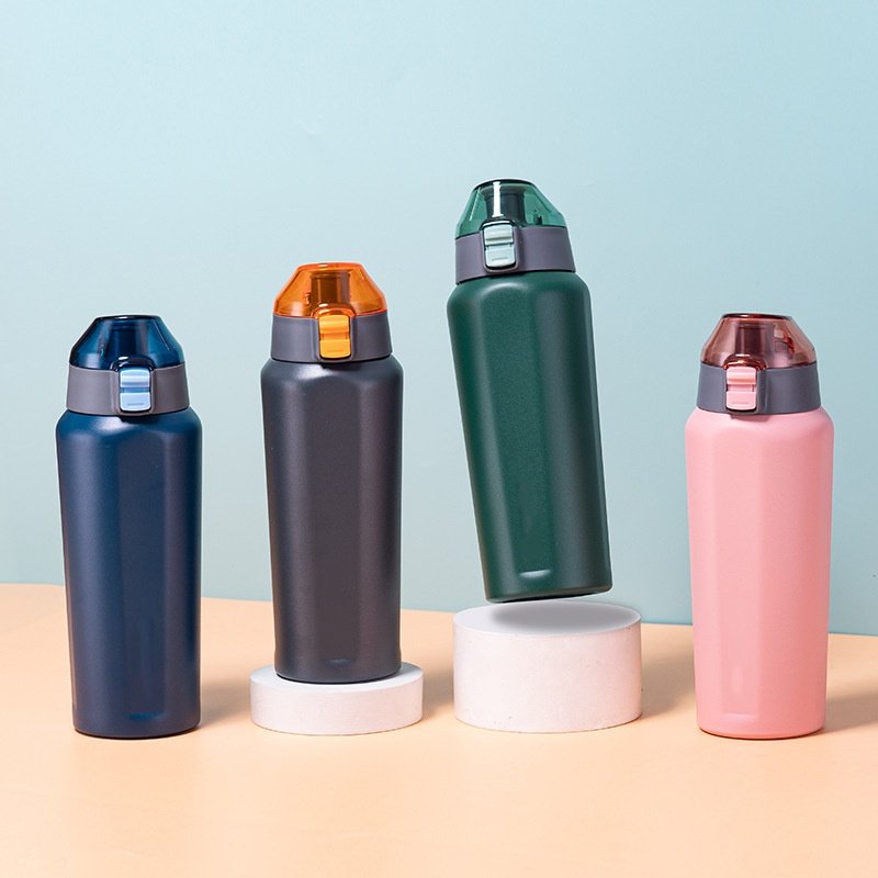 Large Capacity Stainless Steel Vacuum Fitness Outdoor Sports Water Bottle Plastic Bottle Bubble Milk Perfume Bottle