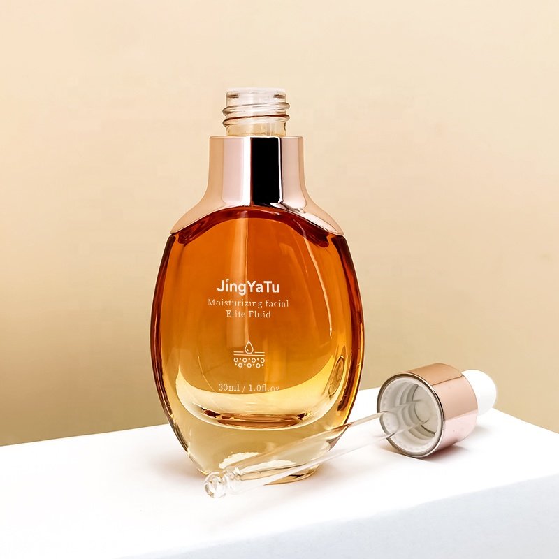 High-quality 30 50 100 120 150ML Face Cream Serum Dropper luxury gold dropper glass bottle cosmetic Packaging