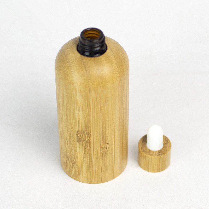 Recyclable Empty 5ml 10ml 20ml 30ml 50ml 100ml Serum Essential oil Glass Bamboo Dropper Bottles