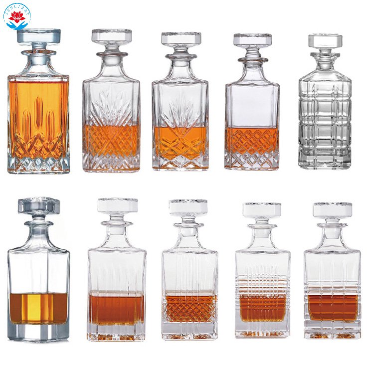 Factory Wholesale Glass Bottle For Whiskey With Lid,High Quality Decorative Glass Whiskey Bottles