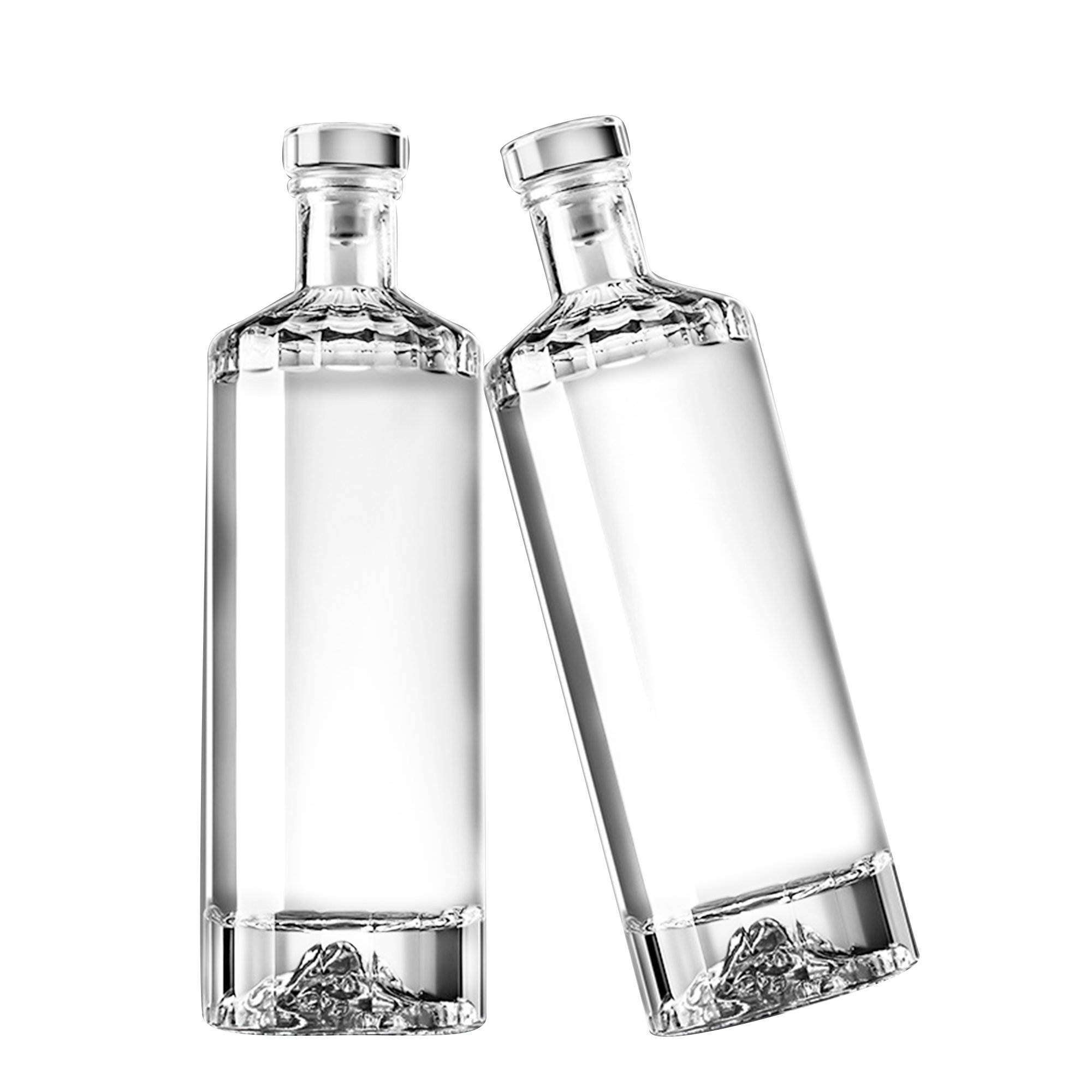 Stock Mountain Bottom Super Flint glass bottles for Gin Rum Whisky 100ml 500ml 700ml 1000ml with glass lid