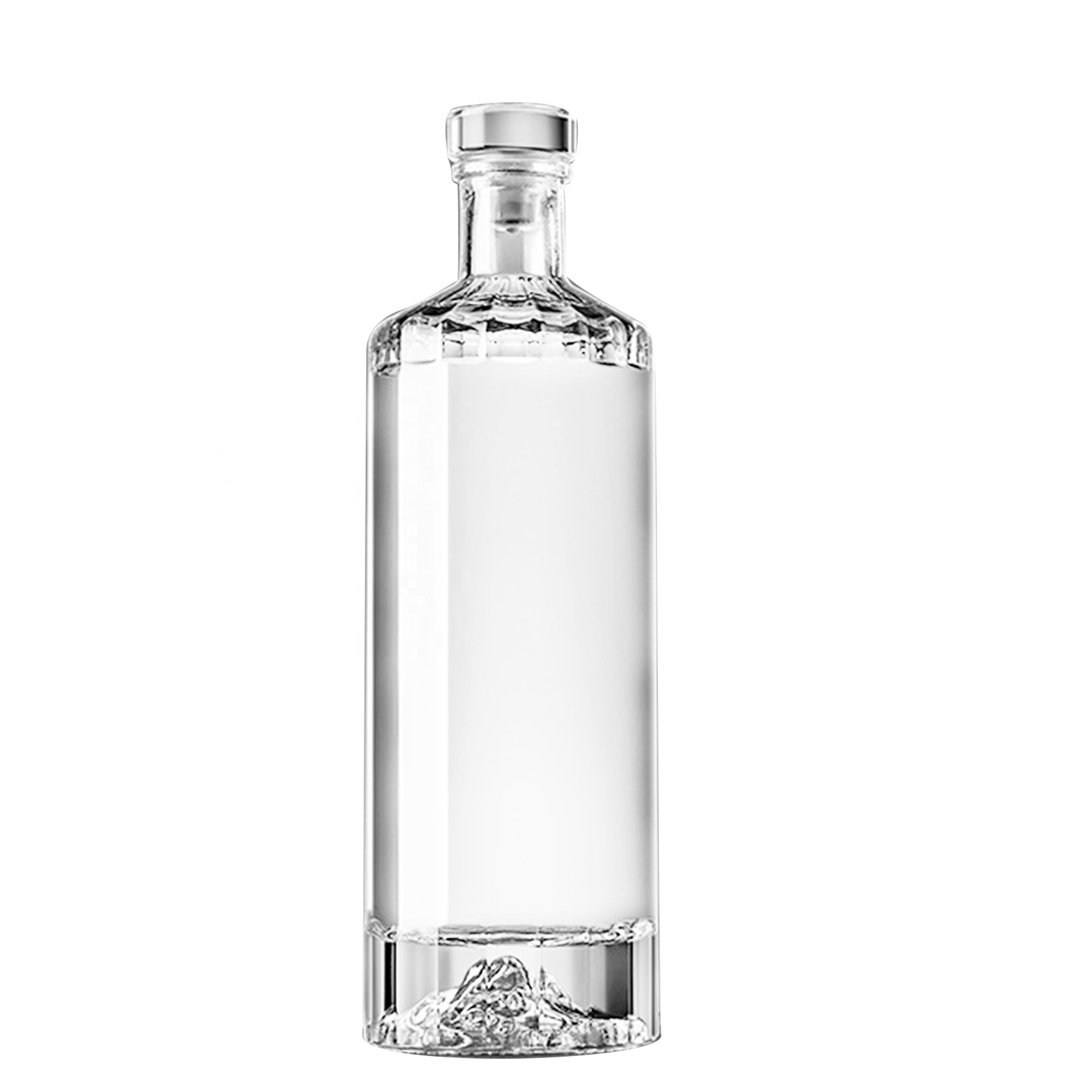 Stock Mountain Bottom Super Flint glass bottles for Gin Rum Whisky 100ml 500ml 700ml 1000ml with glass lid