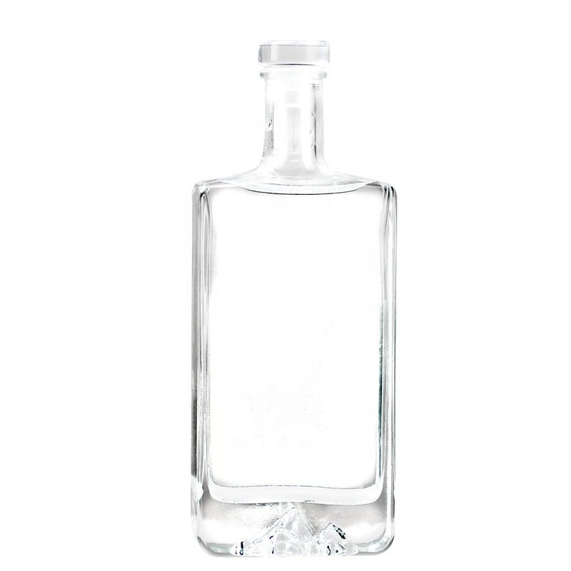 Stock Mountain Bottom Super Flint glass bottles for Gin Rum Whisky 100ml 500ml 700ml 1000ml with glass lid