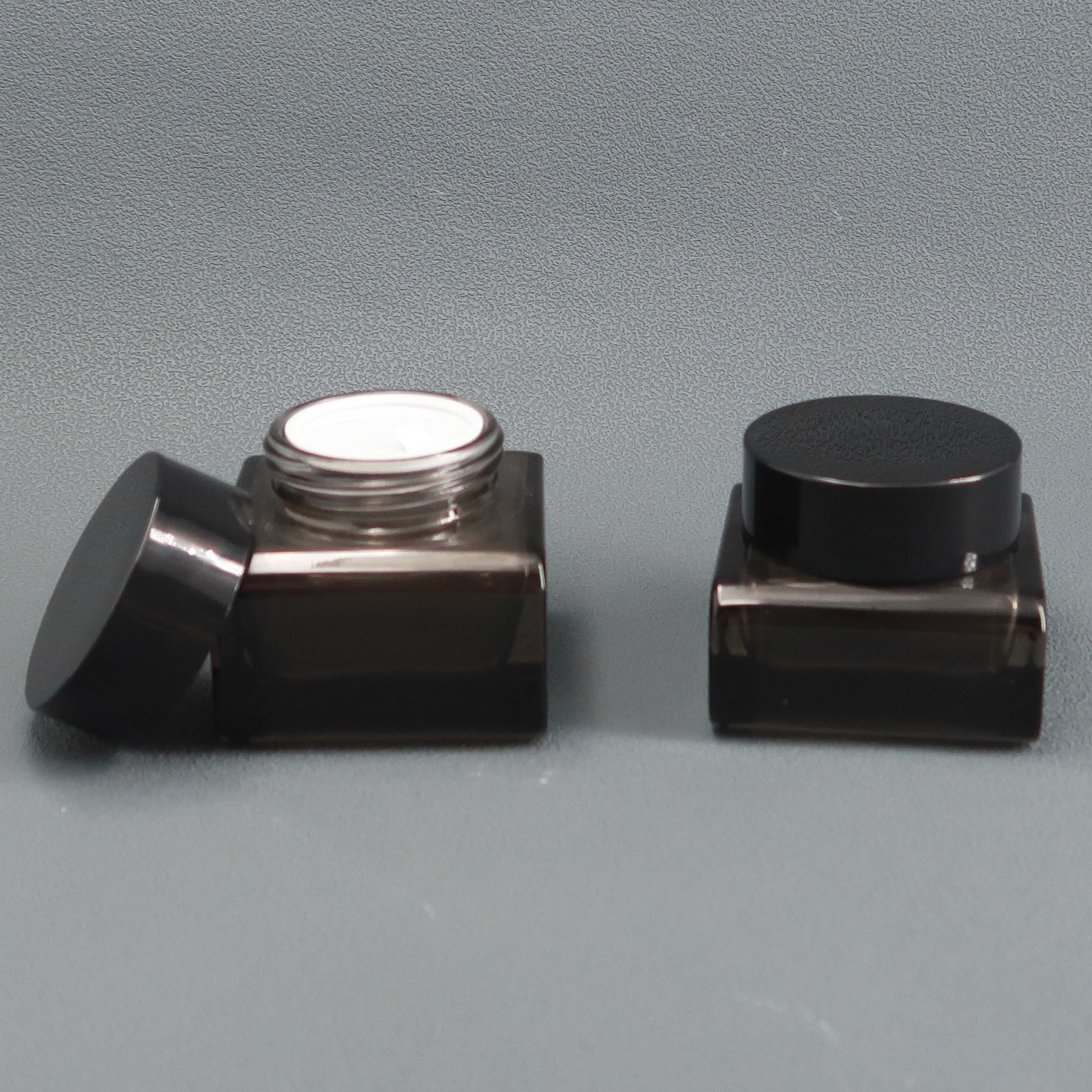 Wholesale grey color glass jar with lid cosmetic custom glass black lotion pump glass bottle for lotion pump