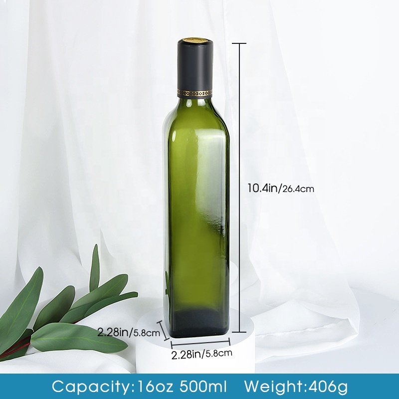 In Stock 150ml 250ml 500ml 750ml 1000ml Square Shape Empty Olive Oil Glass Bottle