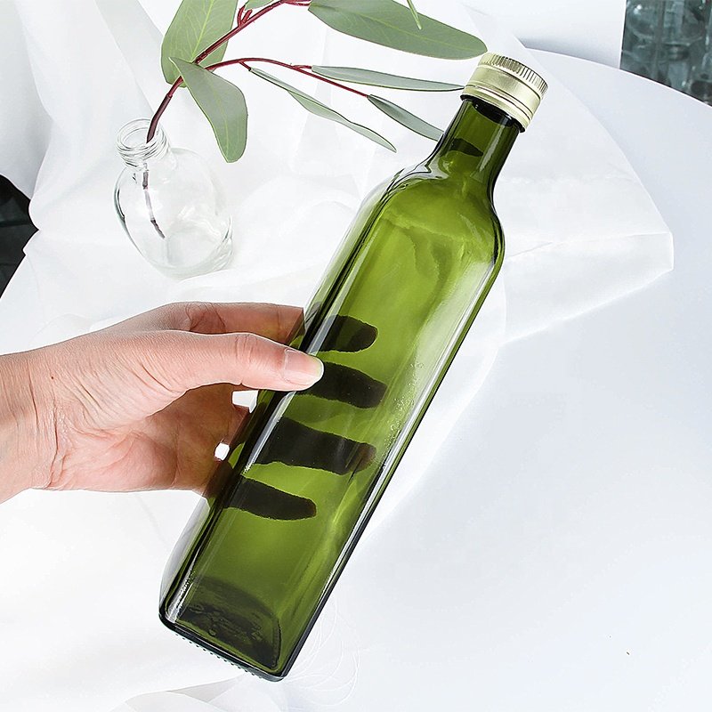 In Stock 150ml 250ml 500ml 750ml 1000ml Square Shape Empty Olive Oil Glass Bottle