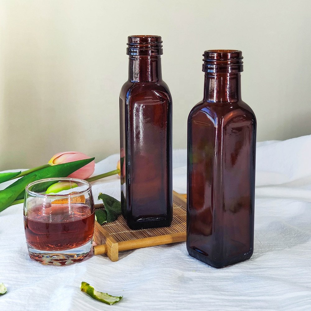In Stock 150ml 250ml 500ml 750ml 1000ml Square Shape Empty Olive Oil Glass Bottle
