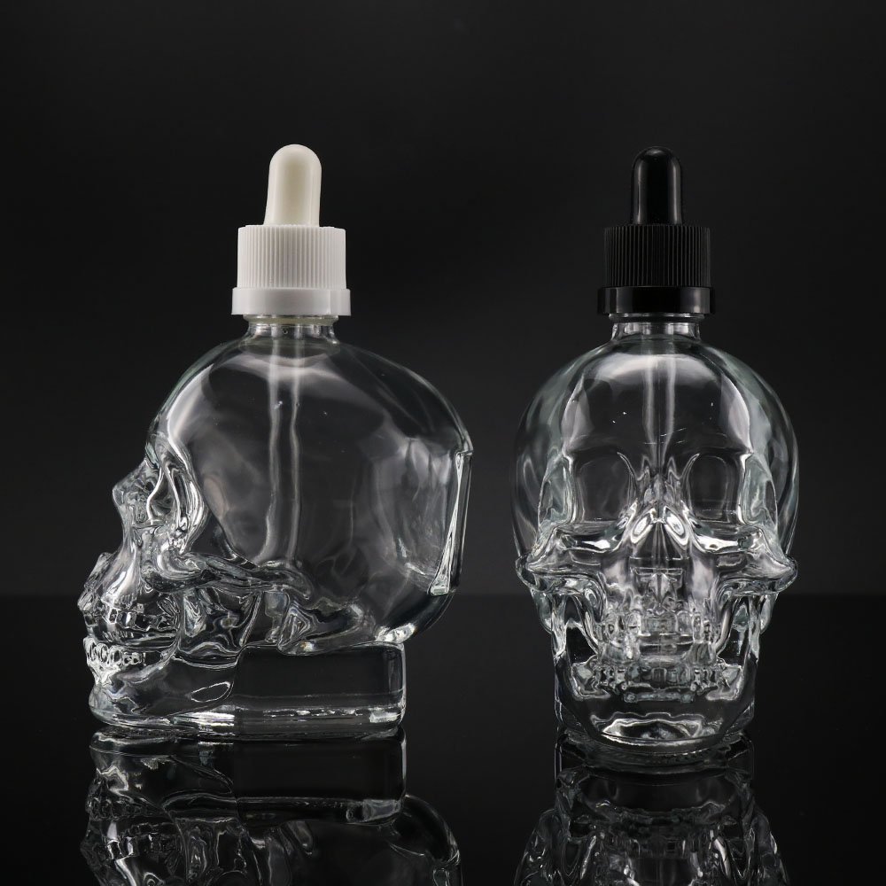 skull shape fragrance bottle 60ml perfume glass bottle 1 oz 30ml dropper bottles for skin care products