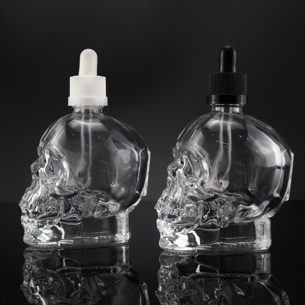 skull shape fragrance bottle 60ml perfume glass bottle 1 oz 30ml dropper bottles for skin care products