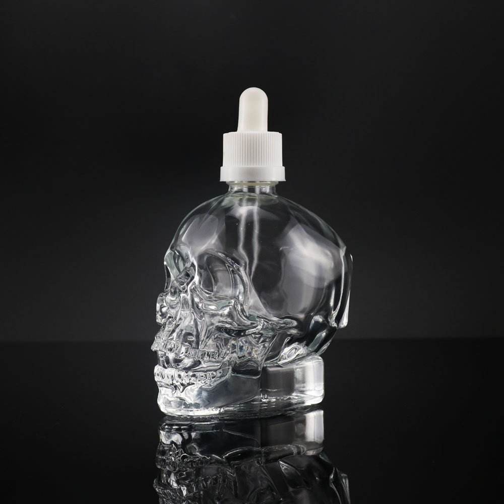 skull shape fragrance bottle 60ml perfume glass bottle 1 oz 30ml dropper bottles for skin care products