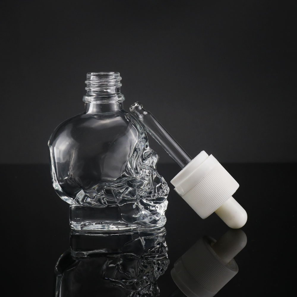 skull shape fragrance bottle 60ml perfume glass bottle 1 oz 30ml dropper bottles for skin care products