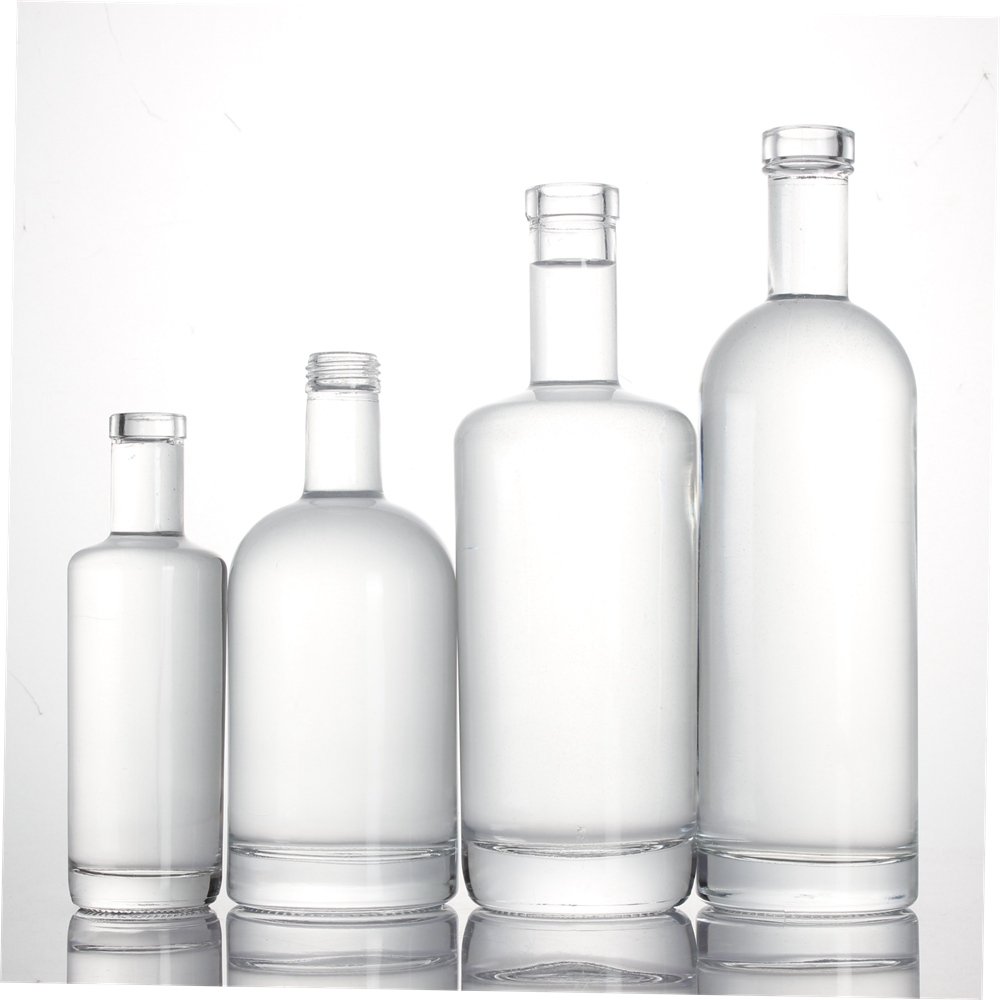 Customized logo 70cl 700 ml 500ml 750 ml high weight vodka whiskey brandy gin rum olso classic liquor spirits glass bottles