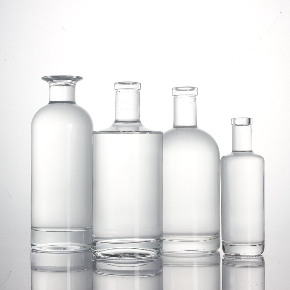 Customized logo 70cl 700 ml 500ml 750 ml high weight vodka whiskey brandy gin rum olso classic liquor spirits glass bottles