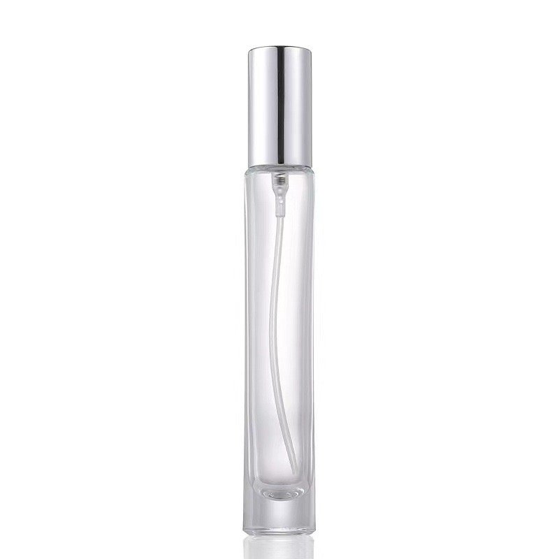 Luxury 5ml 10ml clear round glass perfume bottle thick bottom glass bottle with black gold silver aluminum spray and cap