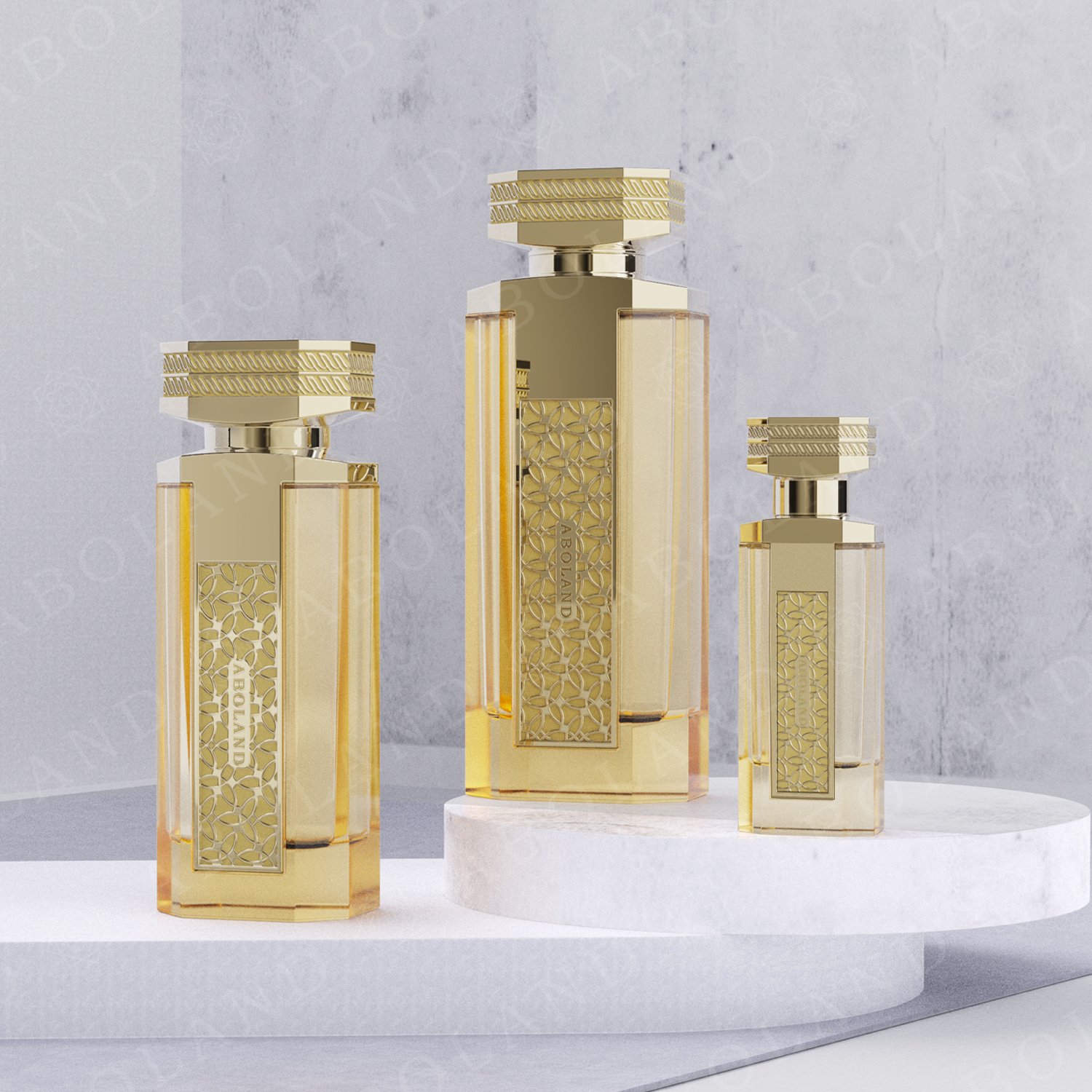 Perfume Packaging Box Golden Perfume OEM ODM Glass Bottle Empty Glass Bottle Perfume for sales