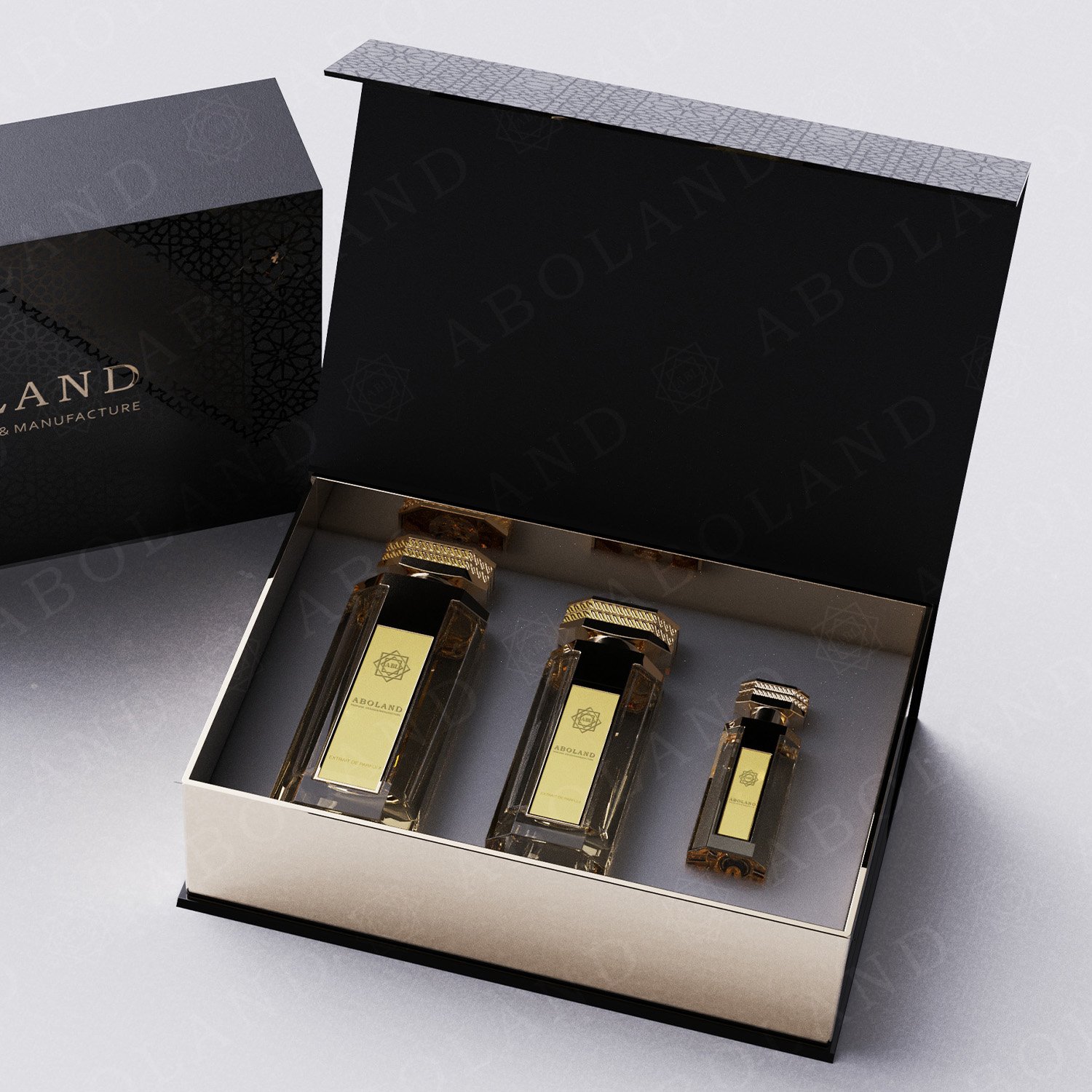 Perfume Packaging Box Golden Perfume OEM ODM Glass Bottle Empty Glass Bottle Perfume for sales