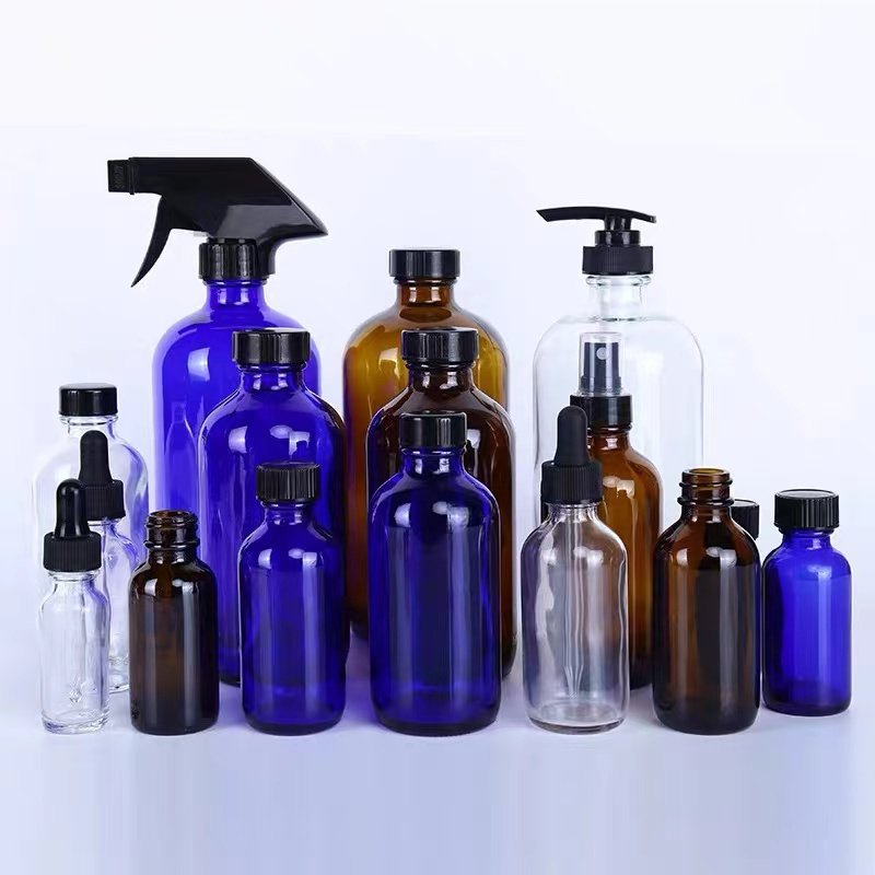 16oz clear glass Boston round bottle