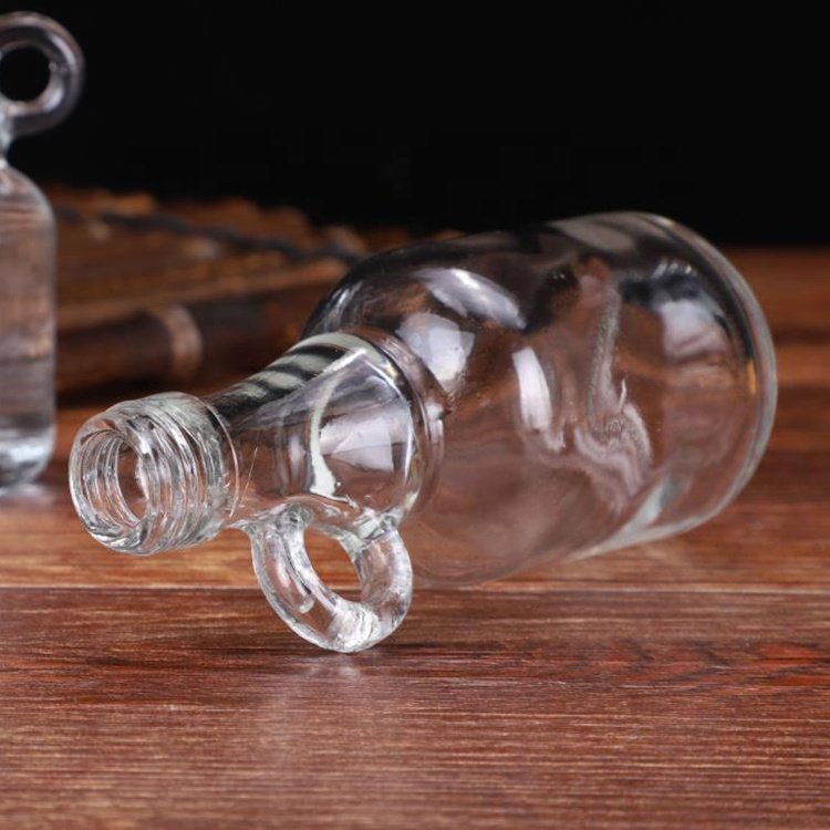 ONO Factory Price 50ml 100ml 250ml Empty Clear Small Mini California Glass Bottles With Handle For Maple Syrup