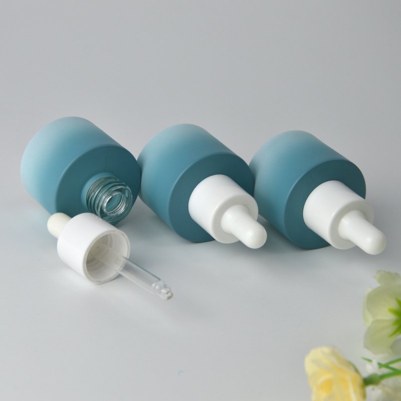 Free Sample Factory OEM Skin Care Essential Oil Essence Packaging Frosted Glass Flat Shoulder Matte Serum Dropper Bottle