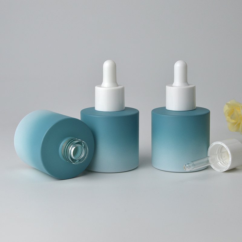 Free Sample Factory OEM Skin Care Essential Oil Essence Packaging Frosted Glass Flat Shoulder Matte Serum Dropper Bottle