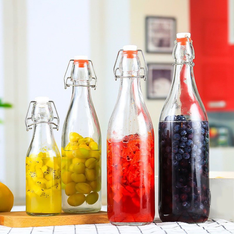 Durable Eco Friendly Reusable Glass Beverage Bottles for Juice Smoothies