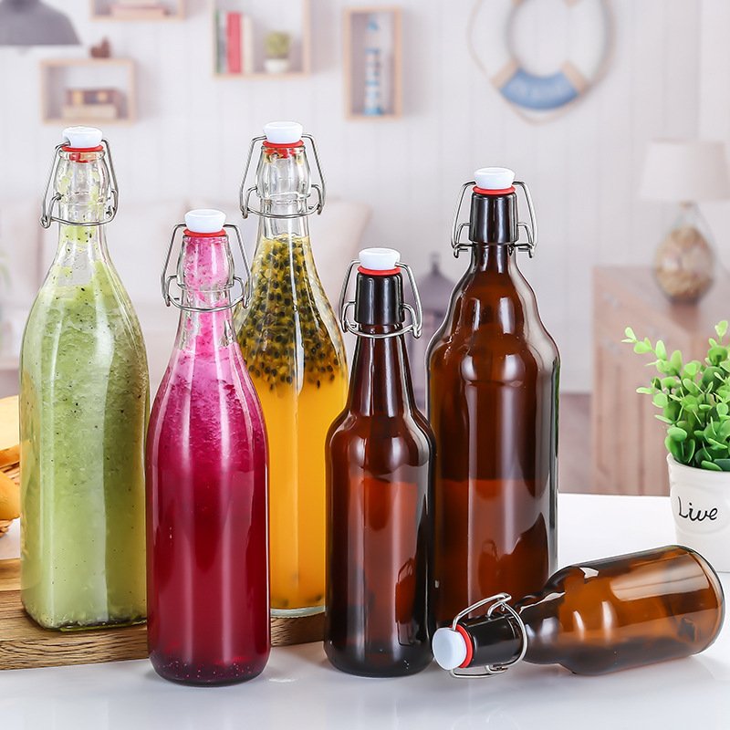 Durable Eco Friendly Reusable Glass Beverage Bottles for Juice Smoothies