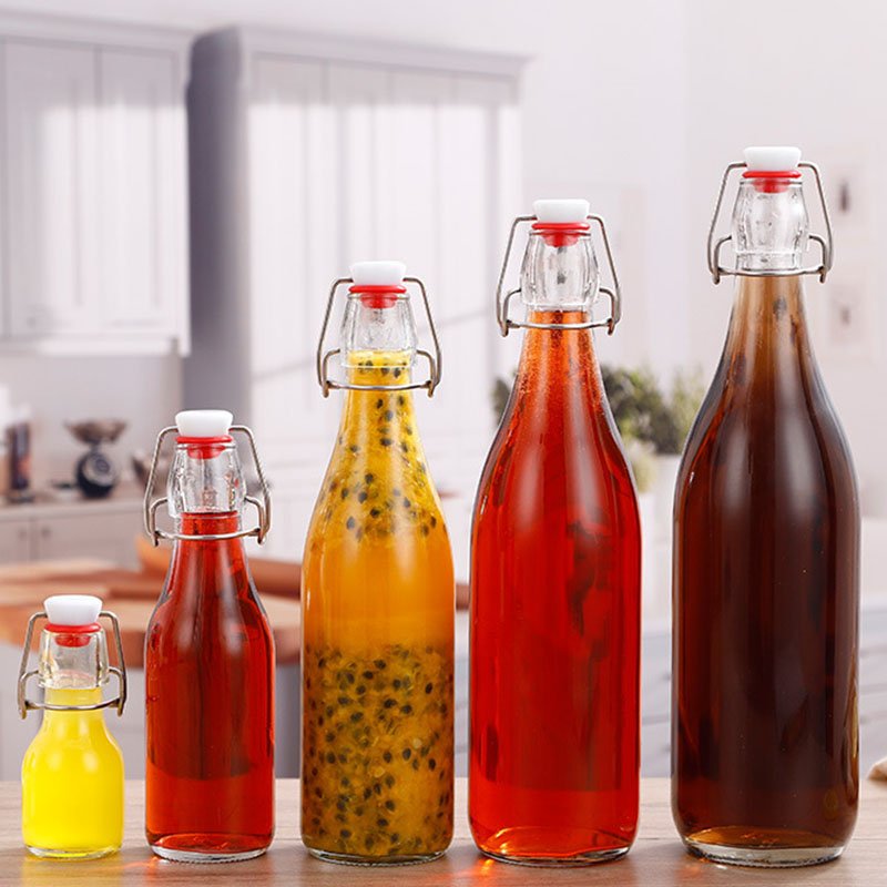 Durable Eco Friendly Reusable Glass Beverage Bottles for Juice Smoothies