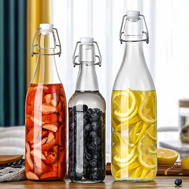 Durable Eco Friendly Reusable Glass Beverage Bottles for Juice Smoothies