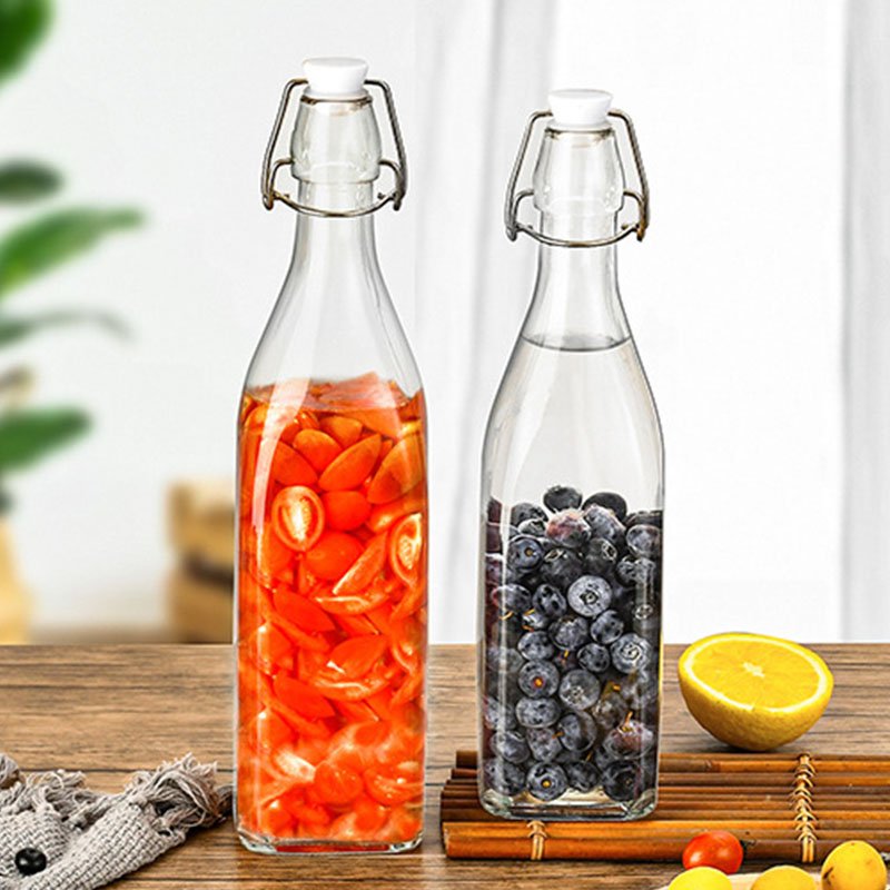 Durable Eco Friendly Reusable Glass Beverage Bottles for Juice Smoothies