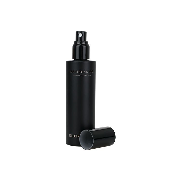 Perfume or Face toner black frosted glass bottle with sprayer and over cap 100ml