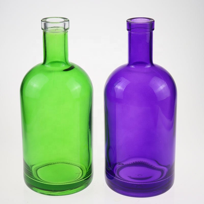 50cl 75cl 1.75 liter transparent blue green colored glass bottle for liquor