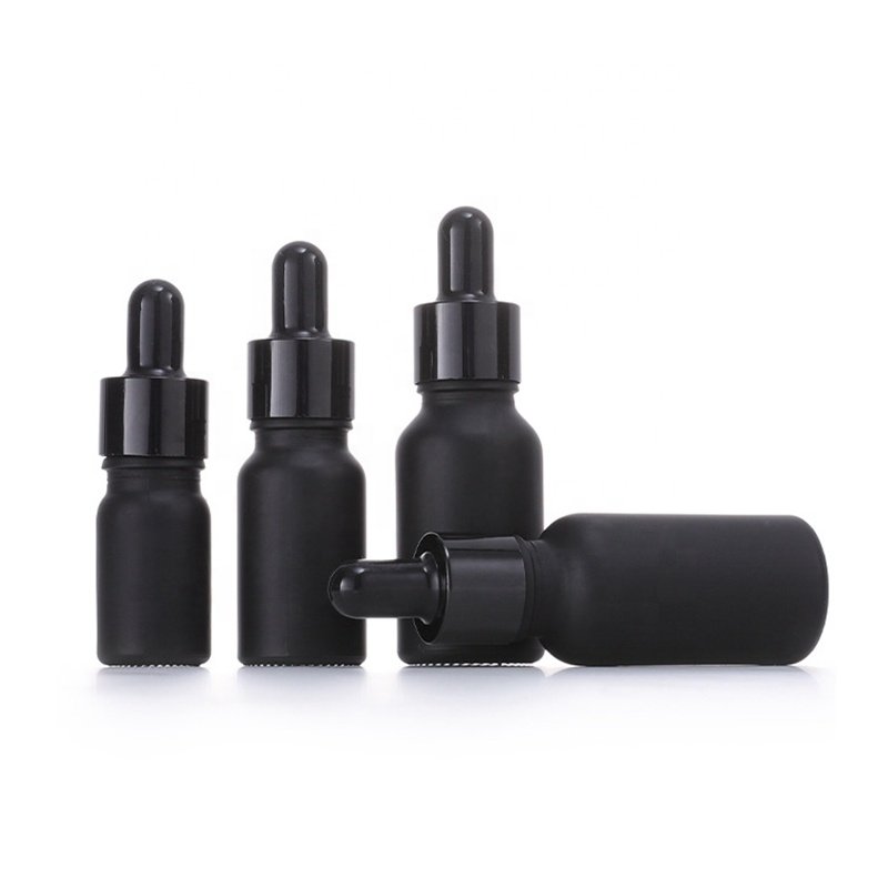 matte black glass bottle 100 ml 50 ml 30 ml frosted black serum bottle 15 ml 10 ml cosmetic dropper essential oil bottle