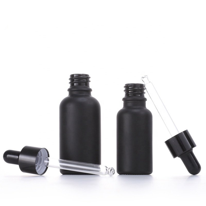 matte black glass bottle 100 ml 50 ml 30 ml frosted black serum bottle 15 ml 10 ml cosmetic dropper essential oil bottle