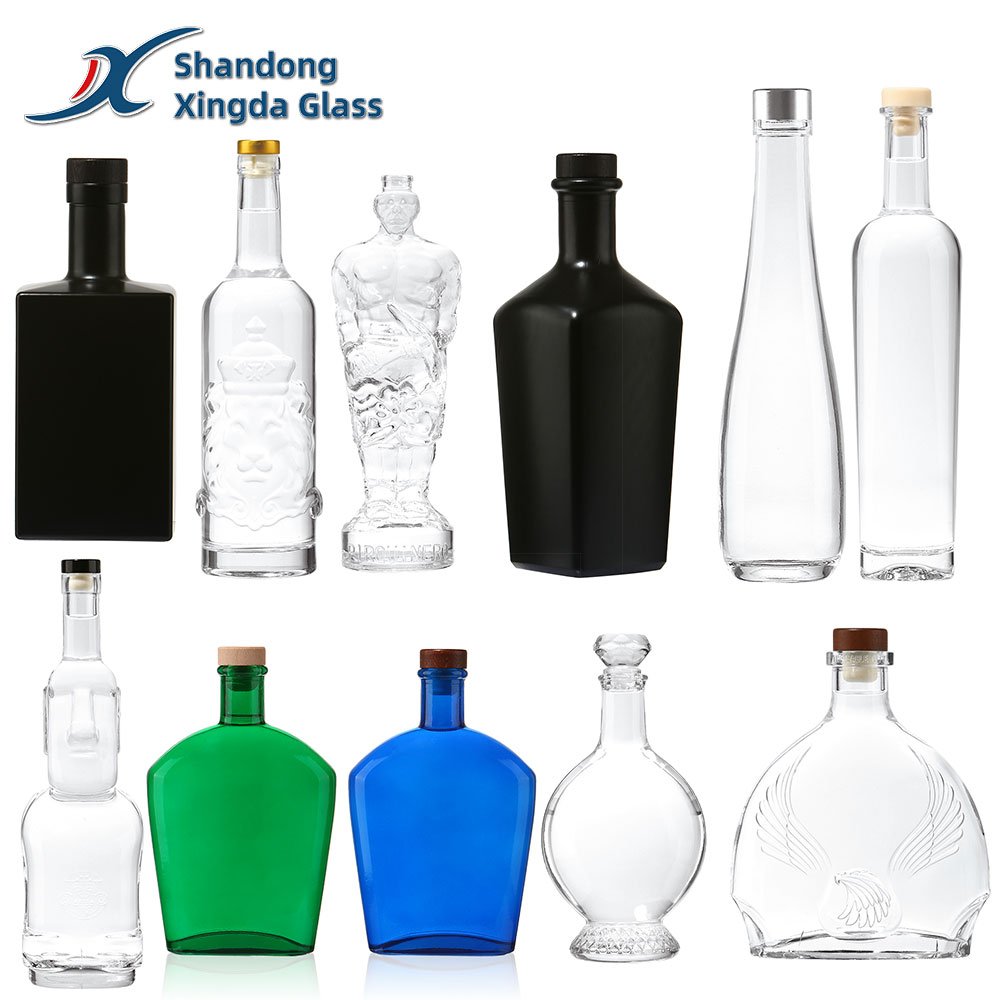 Wholesale customized gin bottle 350ml 375ml 500ml 700ml 750 ml gin brandy soda wine glass bottles