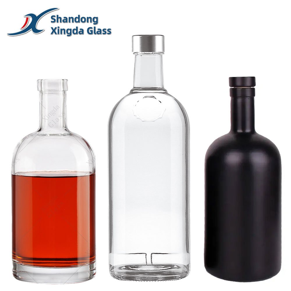 Wholesale customized gin bottle 350ml 375ml 500ml 700ml 750 ml gin brandy soda wine glass bottles