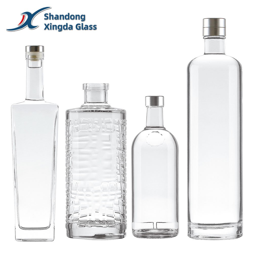 Wholesale customized gin bottle 350ml 375ml 500ml 700ml 750 ml gin brandy soda wine glass bottles