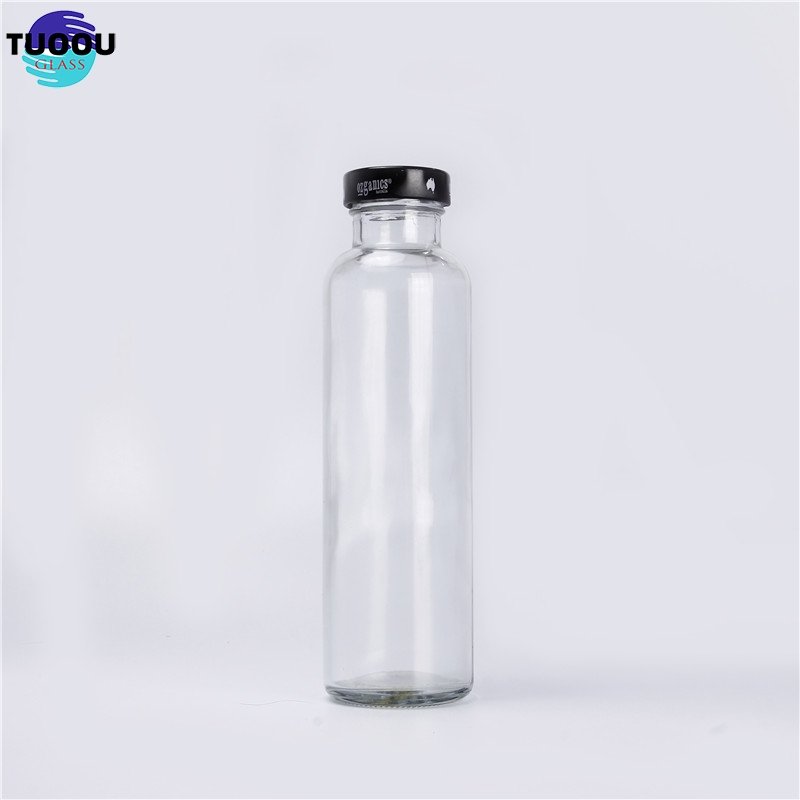 Hot selling milk drink New Arrive 12oz 350ml Food Drinking Juice Kombucha Tea Glass Bottle With Tamper-Evident Lids container