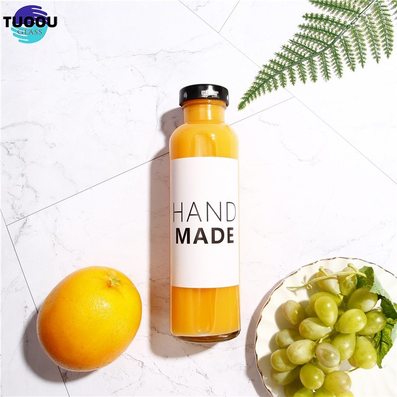 Hot selling milk drink New Arrive 12oz 350ml Food Drinking Juice Kombucha Tea Glass Bottle With Tamper-Evident Lids container
