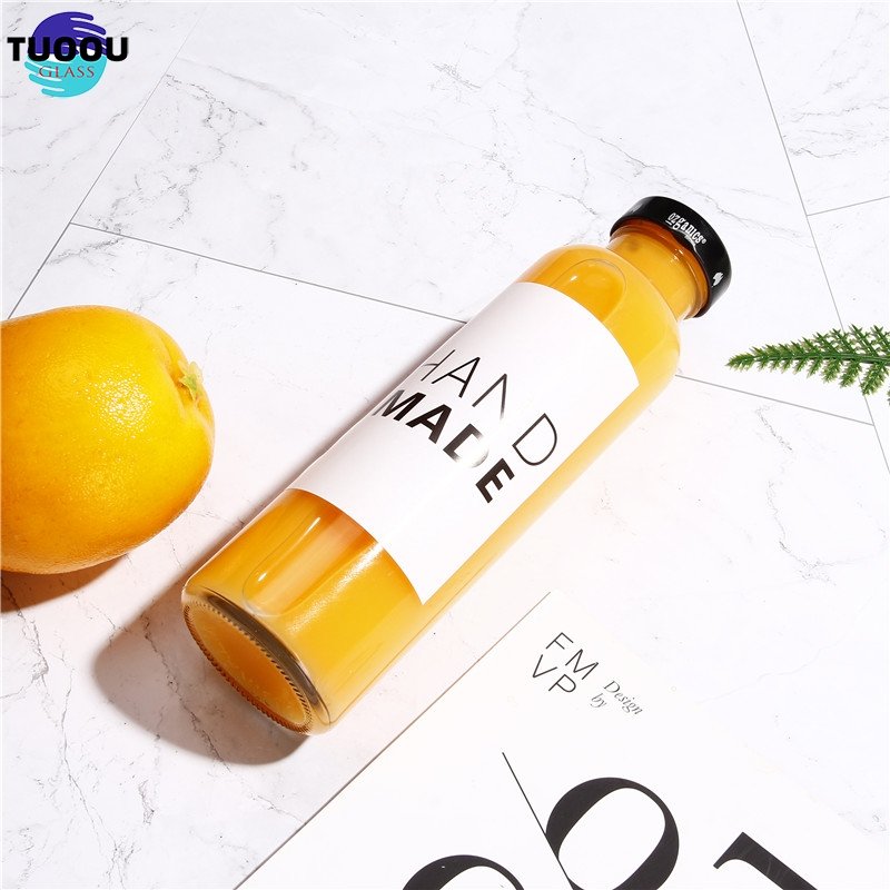 Hot selling milk drink New Arrive 12oz 350ml Food Drinking Juice Kombucha Tea Glass Bottle With Tamper-Evident Lids container