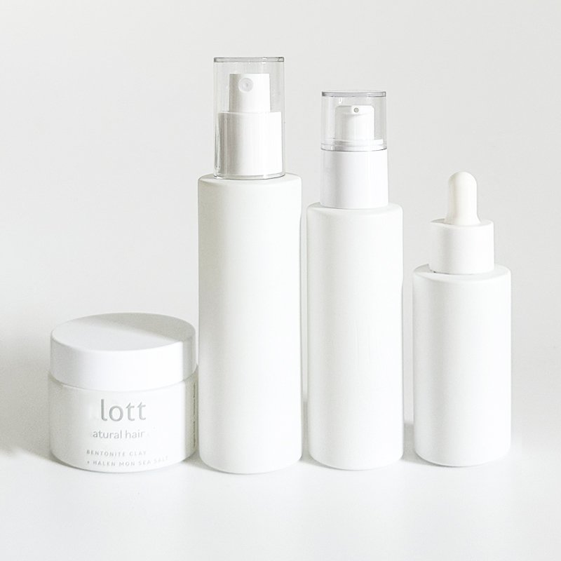 50 ml customize gold cap white pump cosmetics face oil glass bottle skincare luxury lotion container