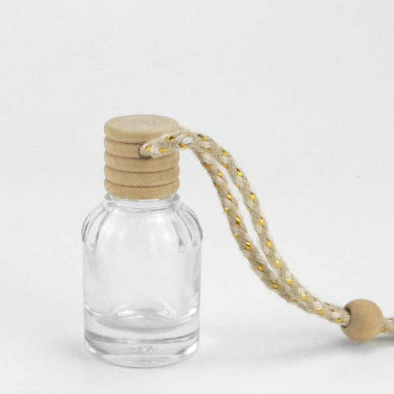 Empty round 10ml pendant aromatherapy essential oil ornaments liquid glass car perfume aroma diffuser bottle with hanging rope