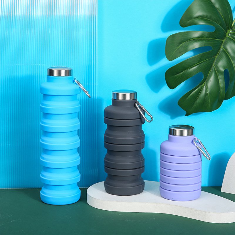700ML Wholesale BPA Free Silicone Foldable Water bottle Expandable Folding Water Bottle Outdoor Travel bottle