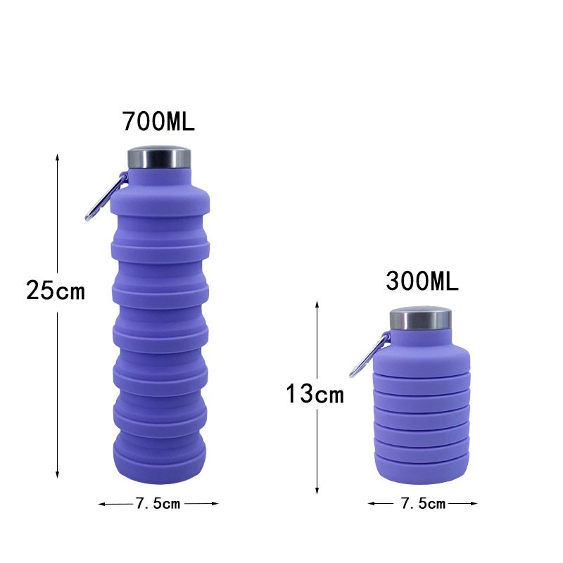 700ML Wholesale BPA Free Silicone Foldable Water bottle Expandable Folding Water Bottle Outdoor Travel bottle