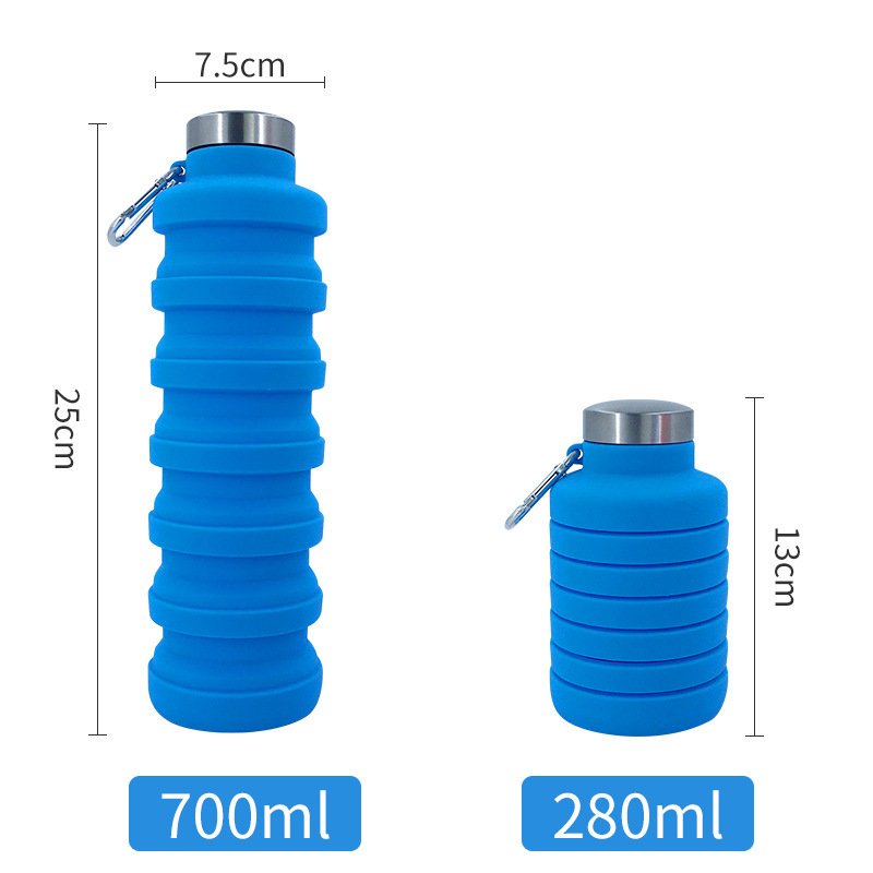700ML Wholesale BPA Free Silicone Foldable Water bottle Expandable Folding Water Bottle Outdoor Travel bottle