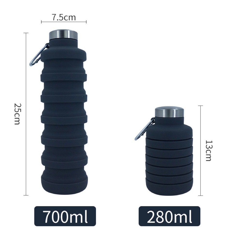 700ML Wholesale BPA Free Silicone Foldable Water bottle Expandable Folding Water Bottle Outdoor Travel bottle