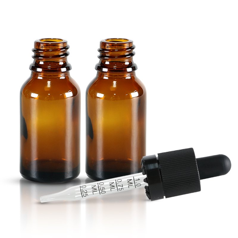 XWM Frosted Amber Brown Clear Boston Round Glass Bottles with dropper