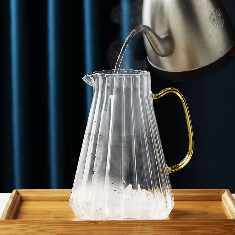 glass bottle for cold water lemon tea cup set 6 pcs drinking cup water jug glass set luxury