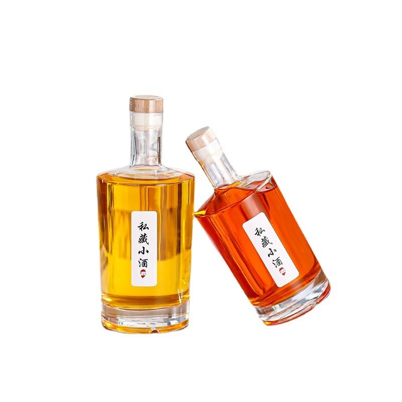 Wholesale 100ml 375ml 500ml 750ml glass empty bottles liquor wine gin whisky vodka spirits glass bottle with cork lid