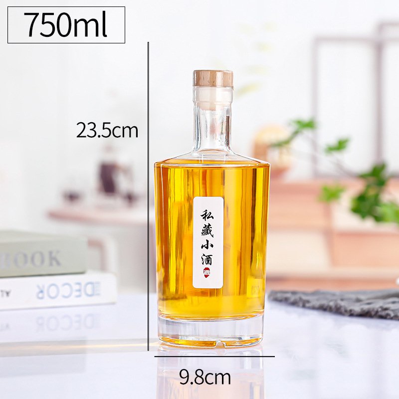 Wholesale 100ml 375ml 500ml 750ml glass empty bottles liquor wine gin whisky vodka spirits glass bottle with cork lid